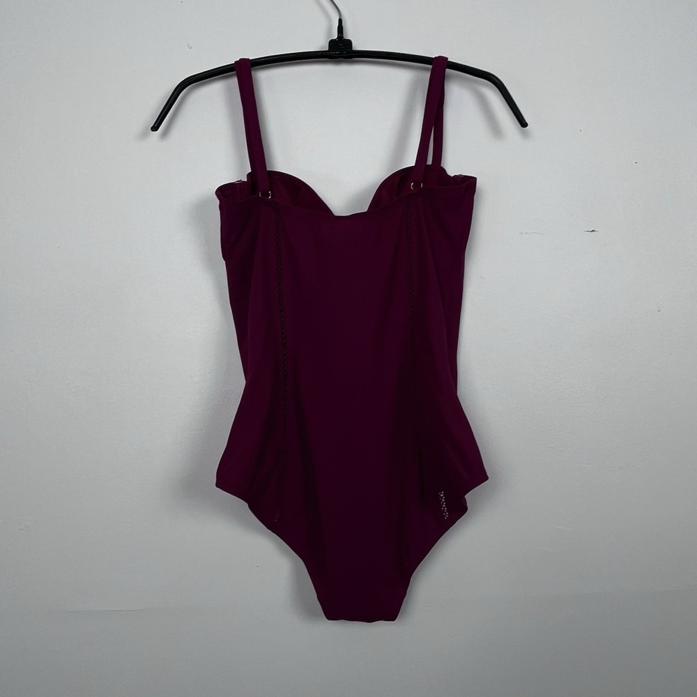 Tory Burch Women's Maroon Wine Underwire Swimsuit/ Adjustable Straps Small EXC - Picture 2 of 16